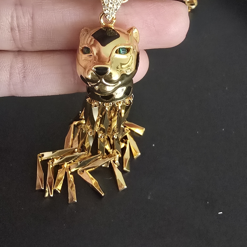 22kgp Dubai Jewelry- Gold Panther Pendant Necklace - Picture 6 of 9
